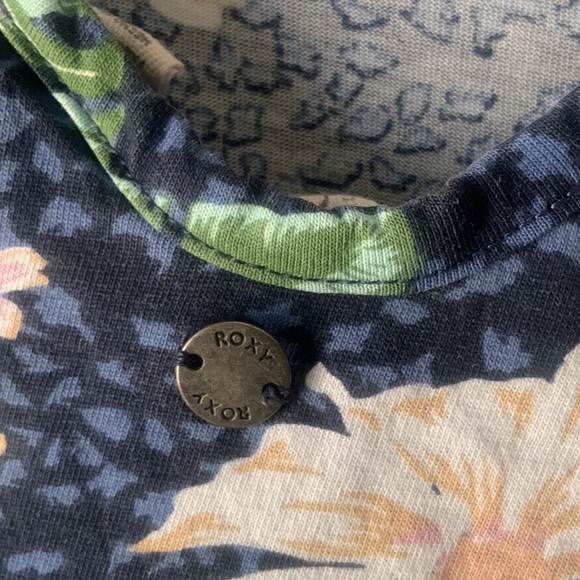 ROXY GIRL THE CLOUDS SHORT SLEEVE DRESS BLUE FLORAL PRINT DRESS size 14 - Picture 5 of 8